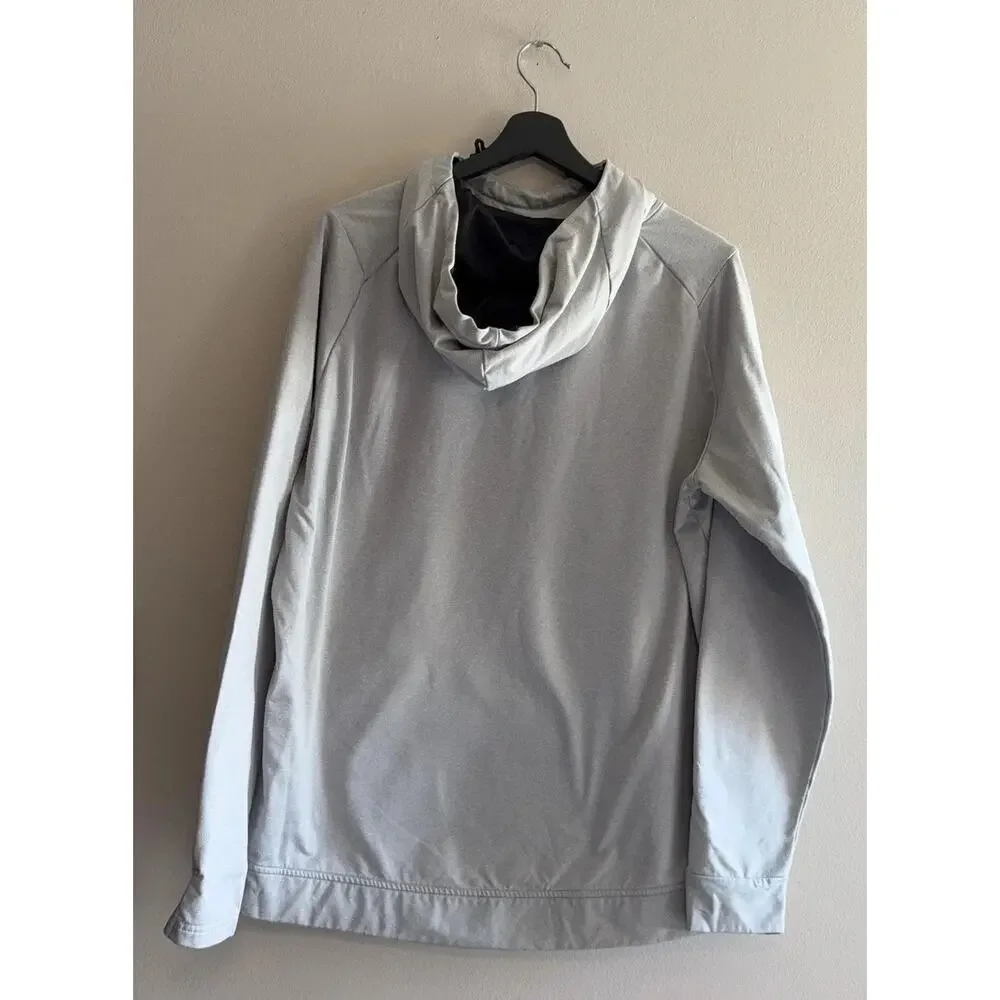 UNRL Hoodie Mens Large Gray High Neck Pullover Fleece Kangaroo Pocket Stretch - Picture 2 of 14